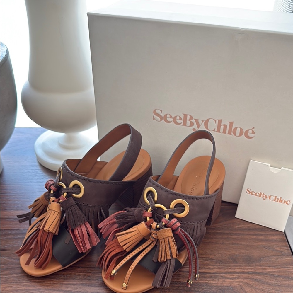 NWT! See By Chloe Tassel Block Heels